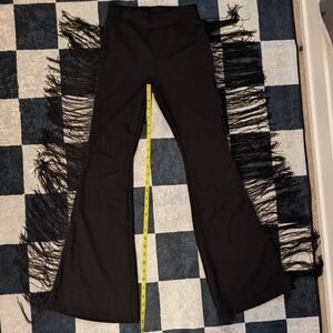 Black Fringe Flare Pants